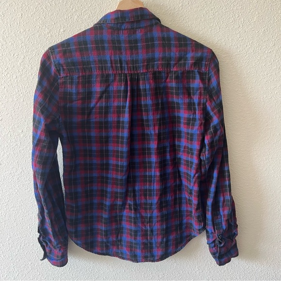 BDG Plaid Button Down Long Sleeve Roll Tab Top Size XS - Picture 3 of 5